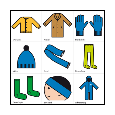 Kleidung im Winter Bingo Card