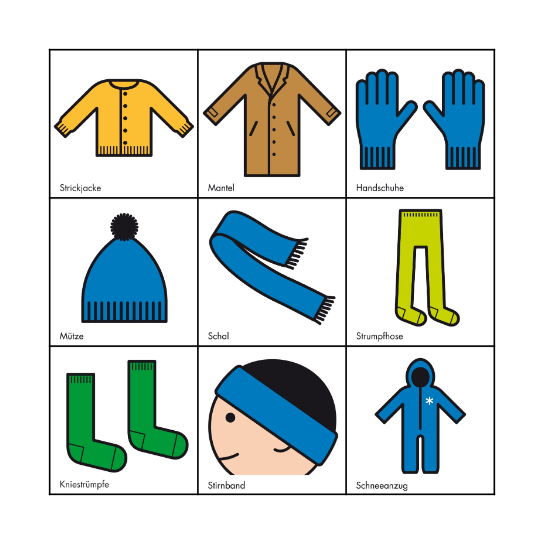 Kleidung im Winter Bingo Card