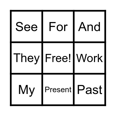 SIGHT WORD BINGO Card