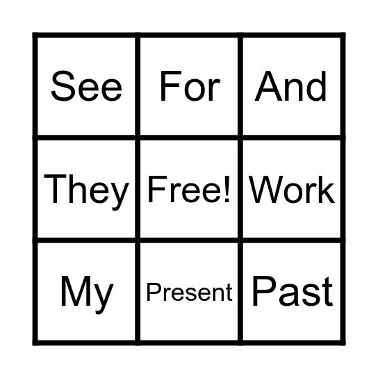 SIGHT WORD BINGO Card