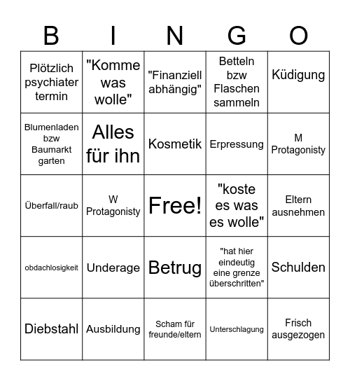 Hilf Mir! Bingo Card