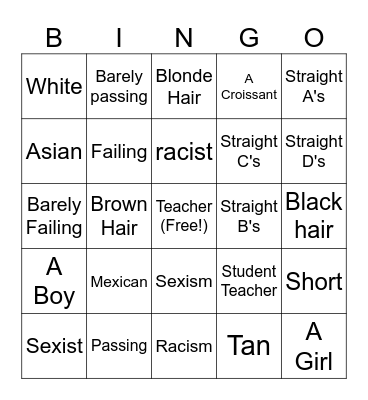 class bingo Card