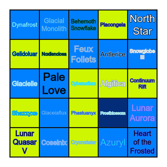 frozen in time. Bingo Card