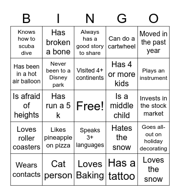 Coworker Bingo Card