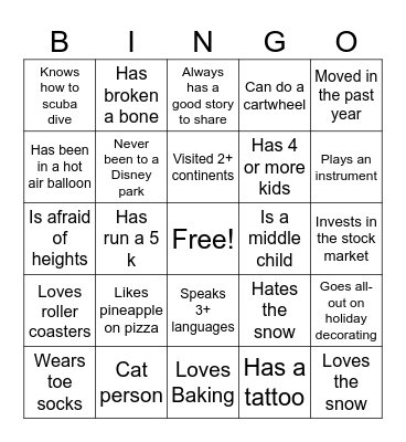 Coworker Bingo Card