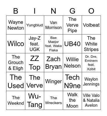 Flamingo Music Bingo:  Game #2 Bingo Card