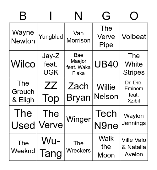 Flamingo Music Bingo:  Game #2 Bingo Card