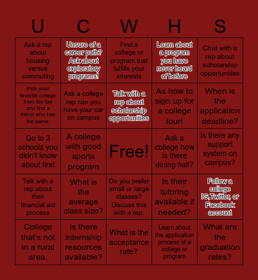 College & Career Fair Bingo! Bingo Card