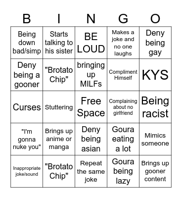 Goura Bingo Card C Bingo Card