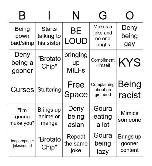Goura Bingo Card C Bingo Card