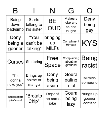 Goura Bingo Card Bingo Card