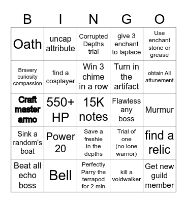 Deepwoken lockout Bingo Card