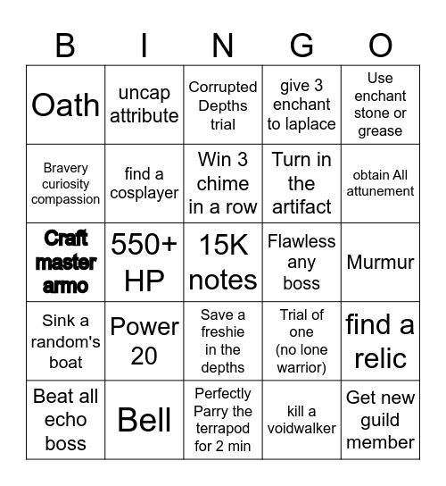 Deepwoken lockout Bingo Card