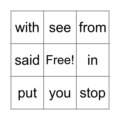 Sight Words Concepts 13-17 Bingo Card