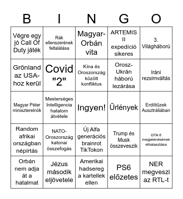 2026 Jóslatok Bingo Card