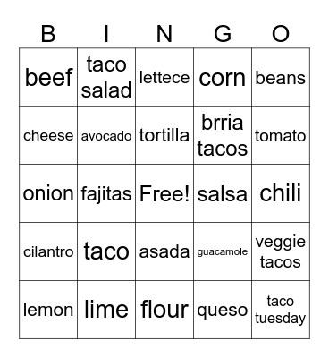 mexican bingo Card