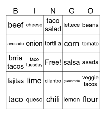 mexican bingo Card