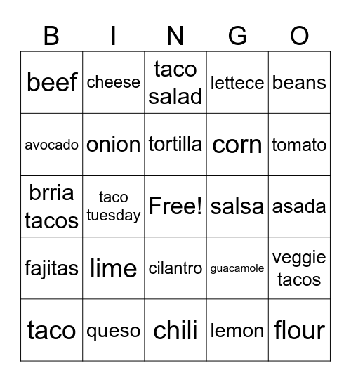 mexican bingo Card