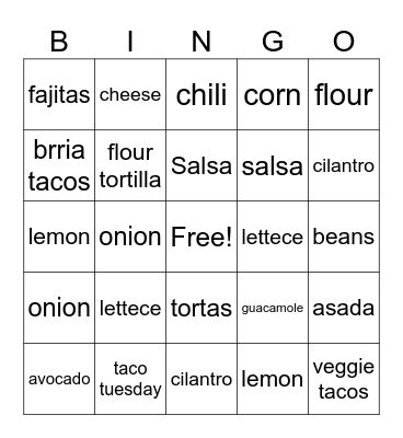 mexican bingo Card