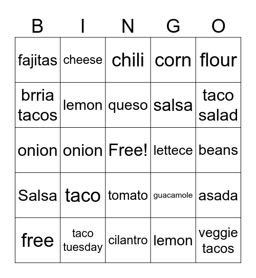 mexican bingo Card