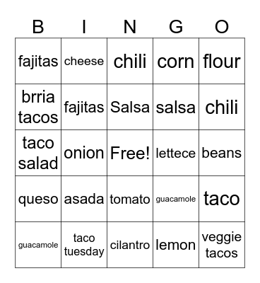 mexican bingo Card