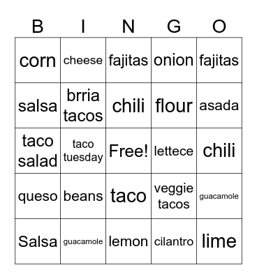 mexican bingo Card
