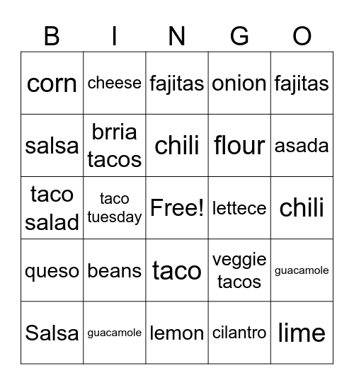 mexican bingo Card