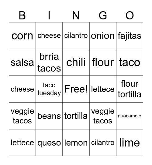 mexican bingo Card