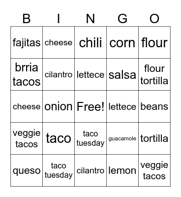 mexican bingo Card