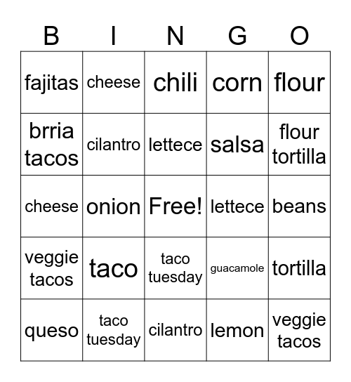 mexican bingo Card