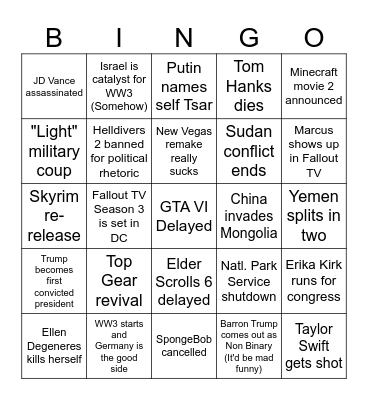 2026 Bingo Card