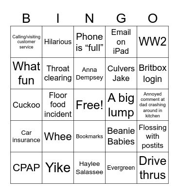 MomDadBingo Card