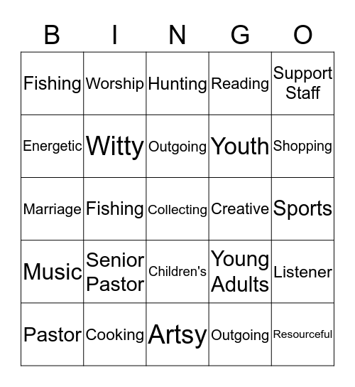 United Pastors Network 2013 Bingo Card