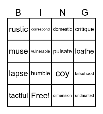 Vocab Bingo Card