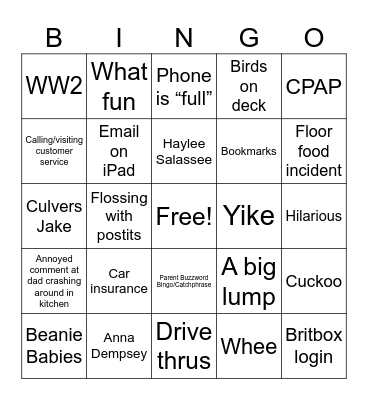 MomDadBingo Card