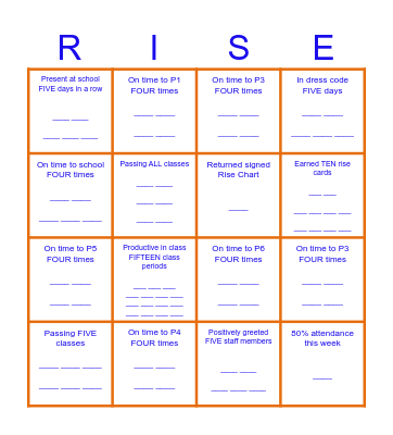 Phoenix Attendance Bingo Card