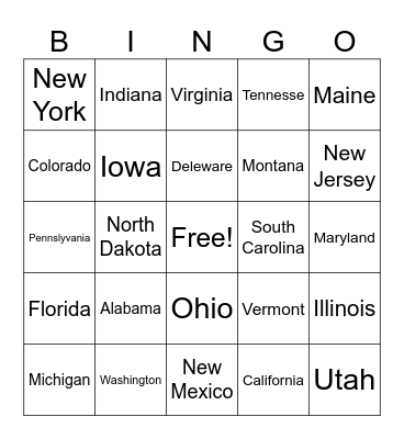 States Bingo Card