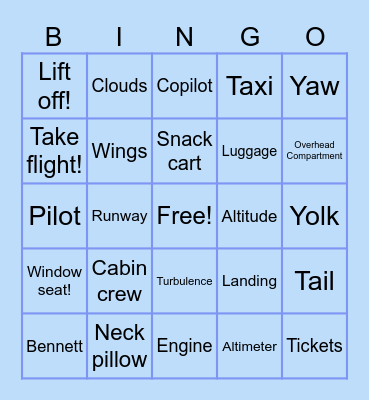 Take flight bingo! Bingo Card