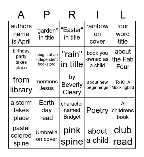 Book Bingo Card