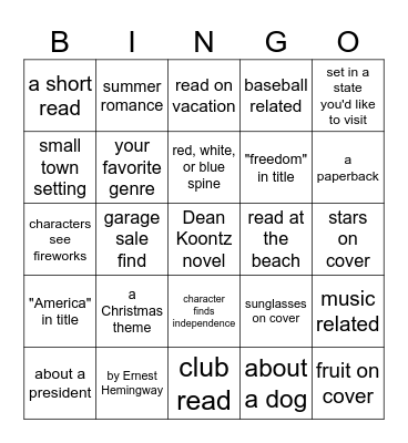 JULY'S BOOK Bingo Card