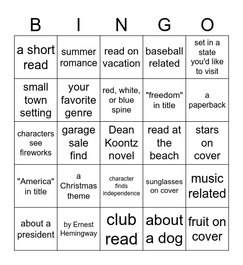 JULY'S BOOK Bingo Card