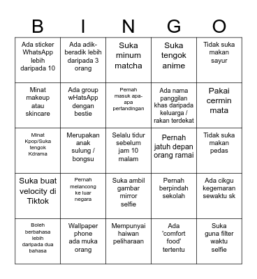JOM BERKENALAN! Bingo Card