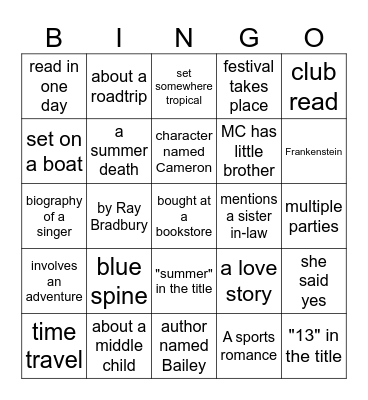 AUGUST BOOK Bingo Card