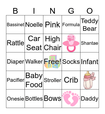 Baby Shower Bingo Card