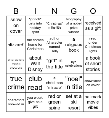 DECEMBER BOOK Bingo Card