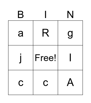 Letter names Bingo Card