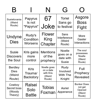 deltarune ch 5 Bingo Card