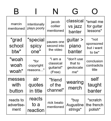 Sor Hands Bingo Card