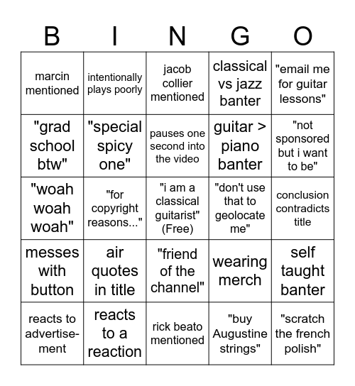 Sor Hands Bingo Card