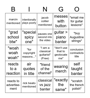 Sor Hands Bingo Card